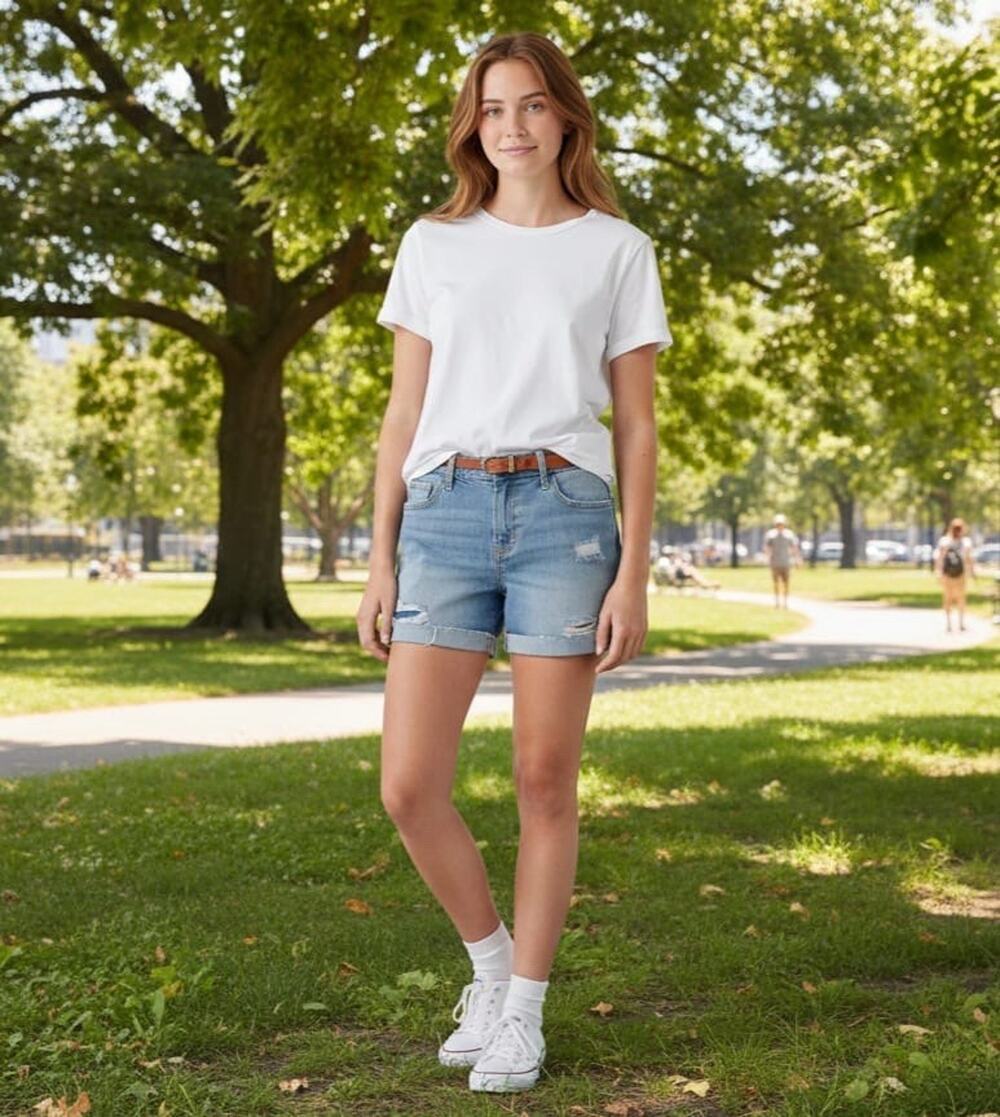 Abercrombie Kids Mini Shorts Mid Rise Distressed Blue Denim Size 17-18 Y